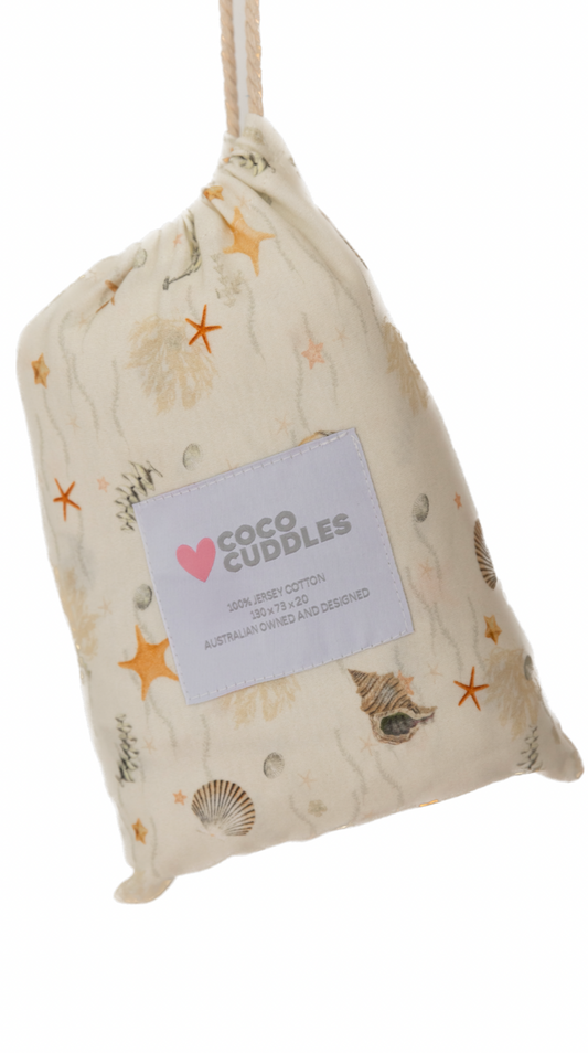 Jersey Cotton Fitted Cot Sheet - Sea Shells