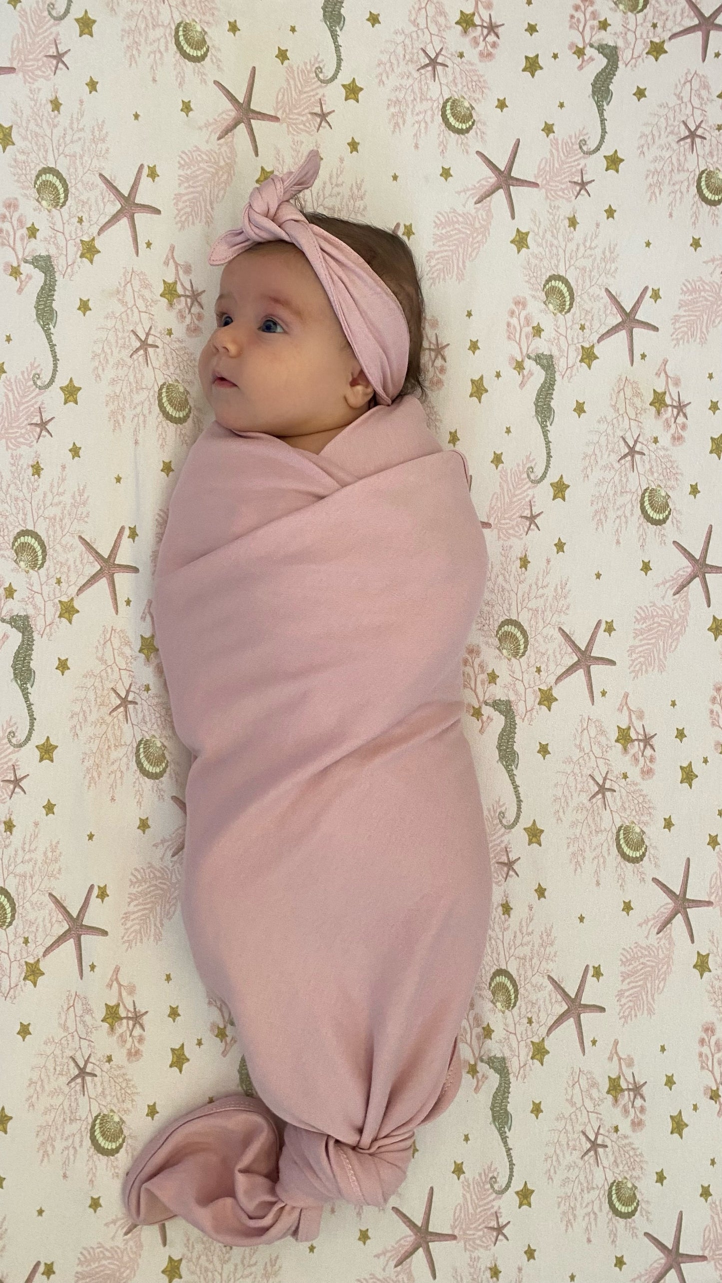 Jersey Swaddle & Matching Head piece - Rose