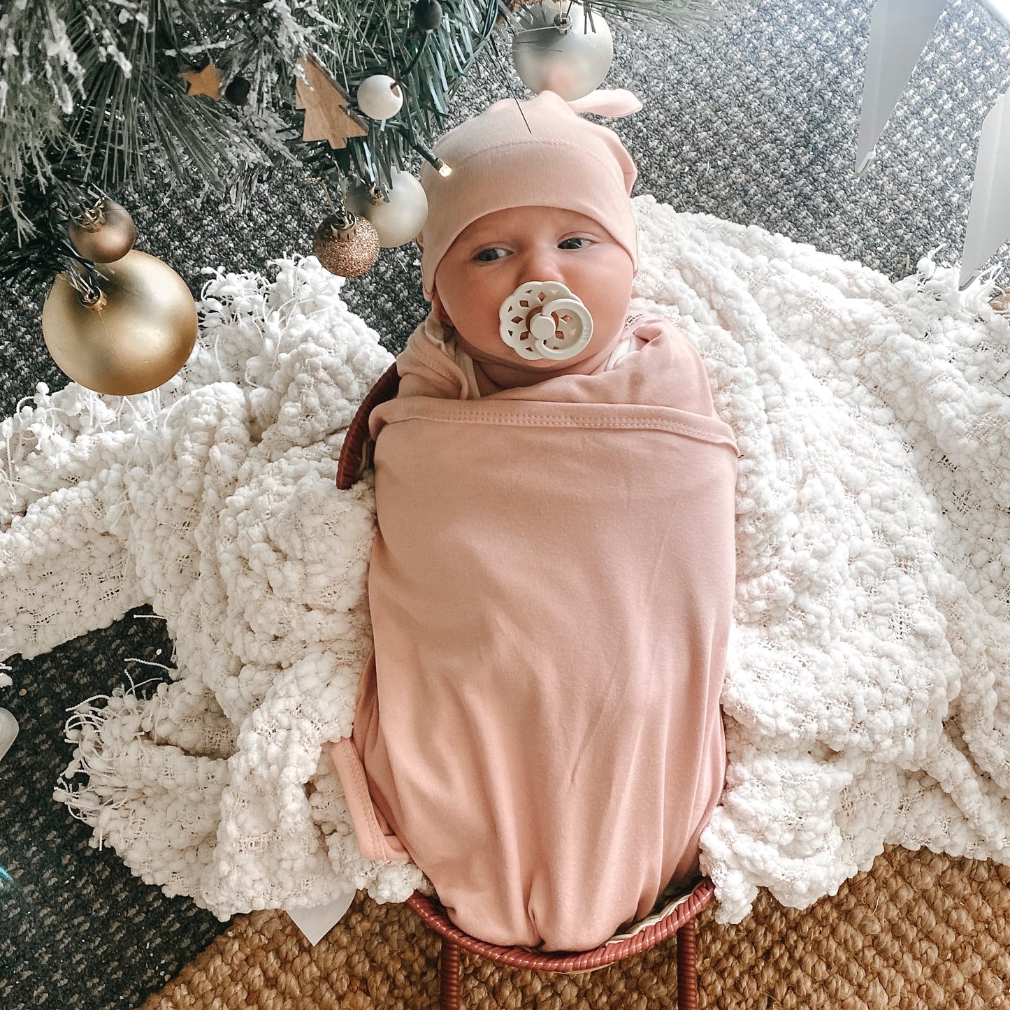 Jersey Swaddle & Matching Head piece - Rose
