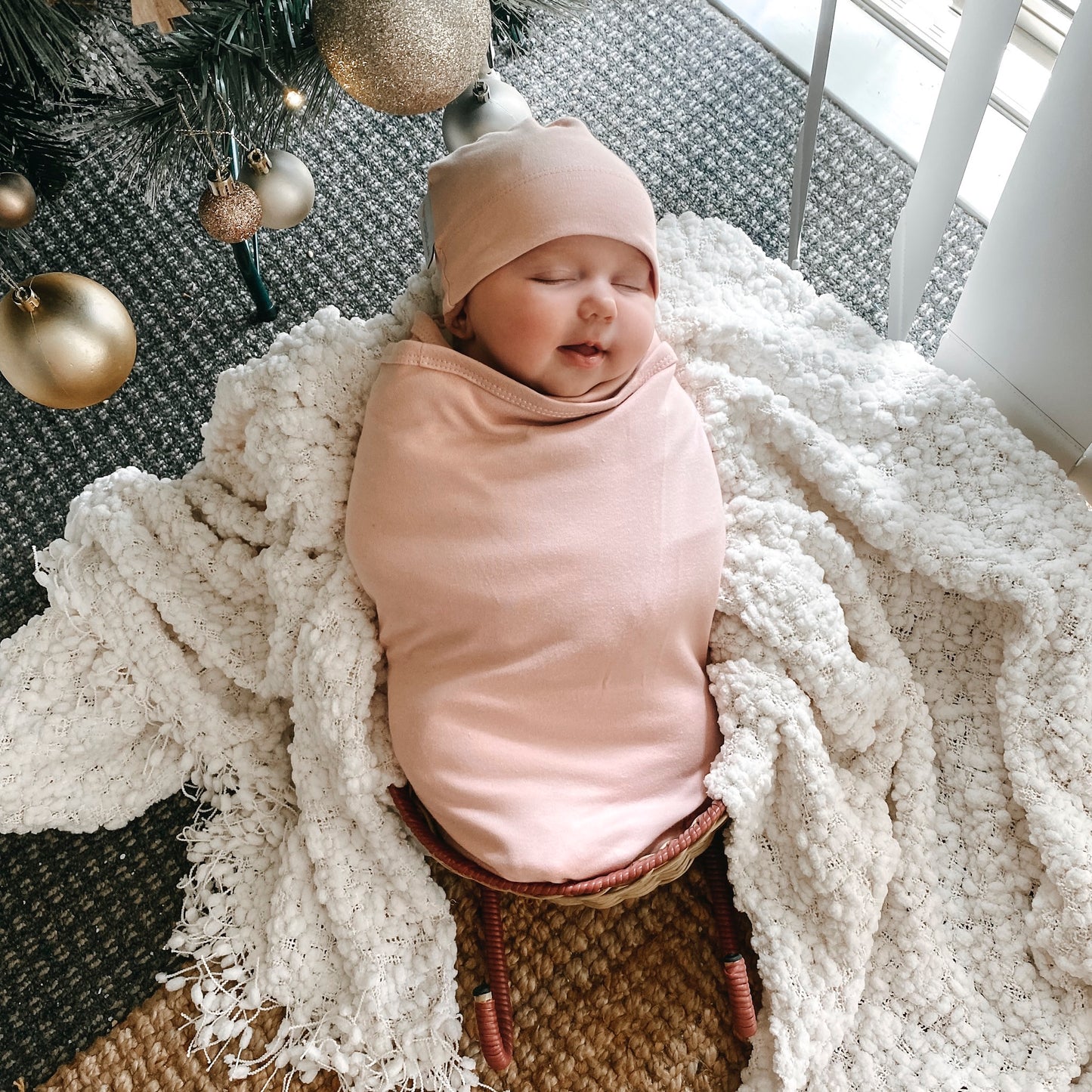 Jersey Swaddle & Matching Head piece - Rose