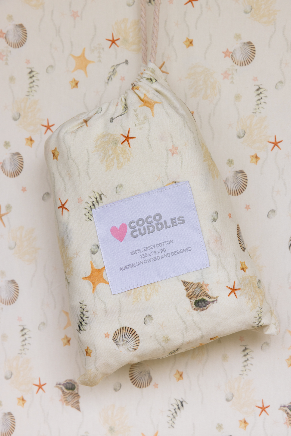 Jersey Cotton Fitted Cot Sheet - Sea Shells