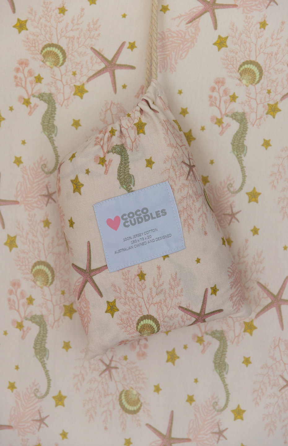 Jersey Cotton Fitted Cot Sheet - Pink Sea