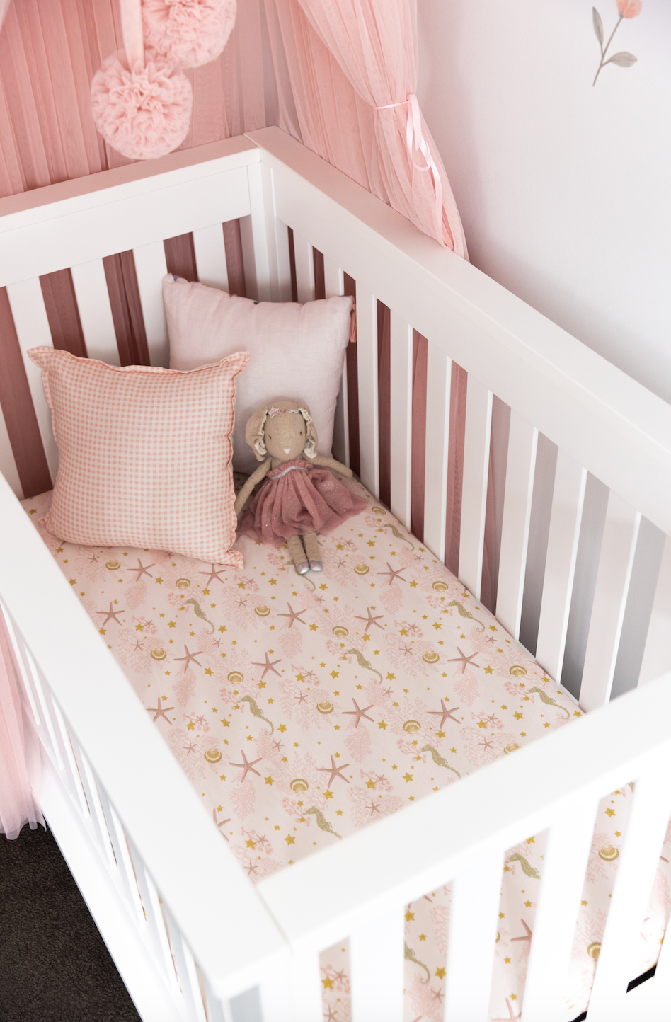Jersey Cotton Fitted Cot Sheet - Pink Sea