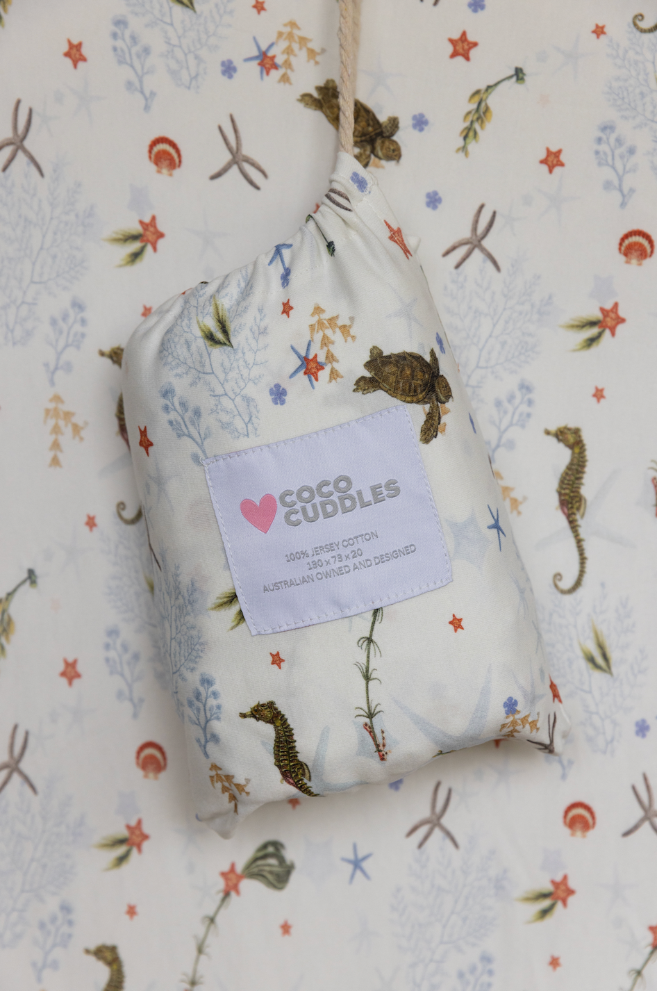 Jersey Cotton Fitted Cot Sheet - Sea Life