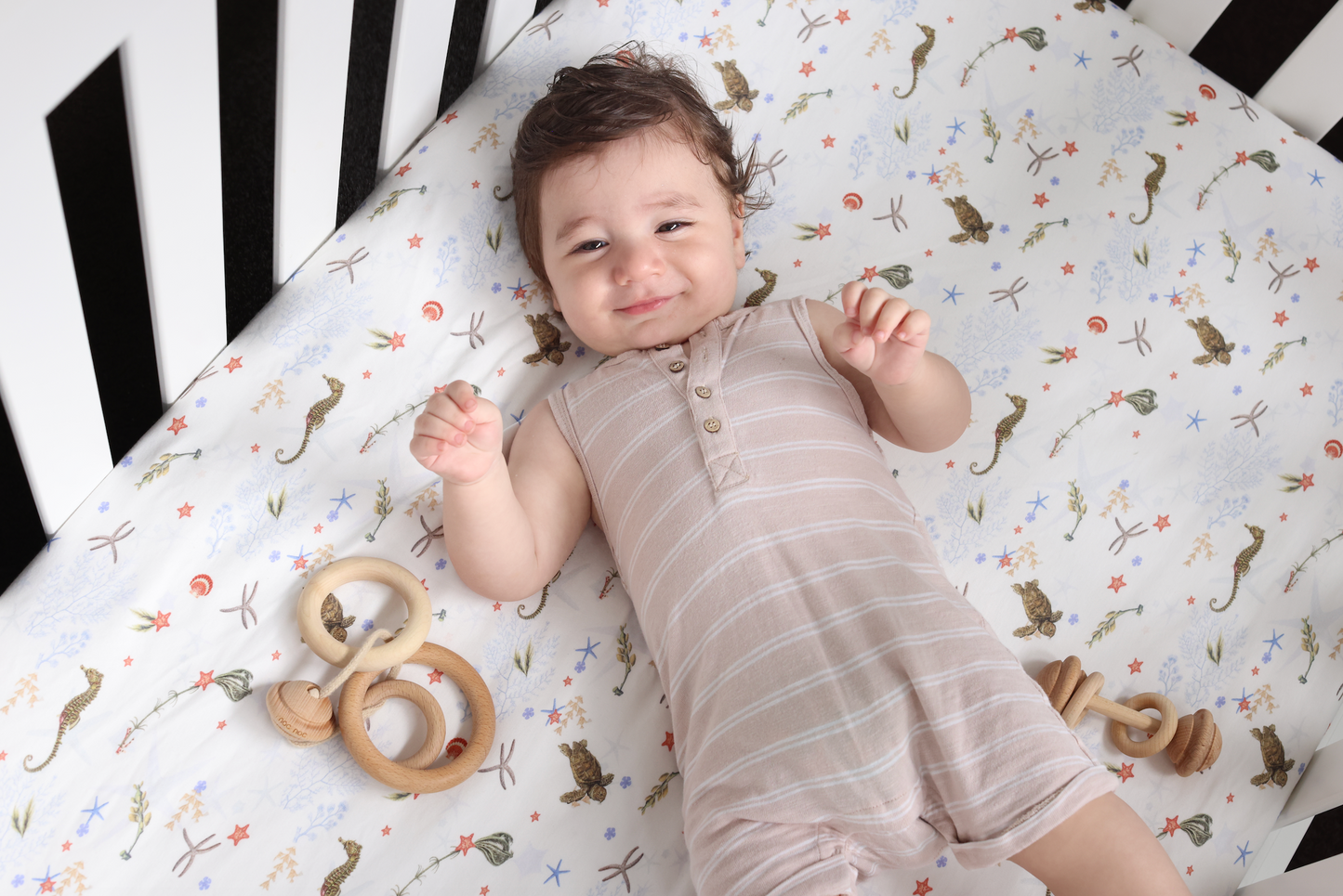 Jersey Cotton Fitted Cot Sheet - Sea Life